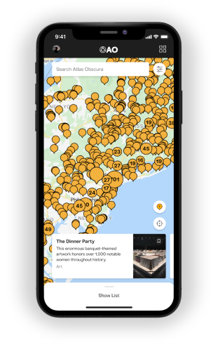 The Atlas Obscura app's map of places